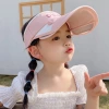 Summer children's hats, suitable for both boys and girls, sun hats with sun protection, baby cartoon bear pull board sun hats details Picture